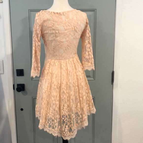 Free people peach lace fit flare dress - Picture 5 of 9